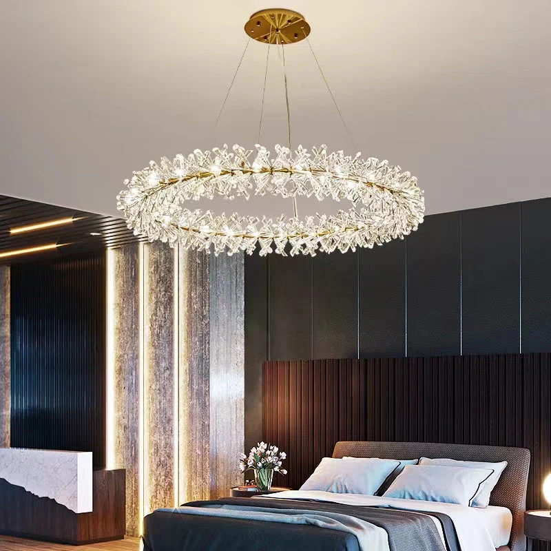 2 Wheel Frozen Ice Crystal Chandelier Light For Living Room Dining Hall - Image 13