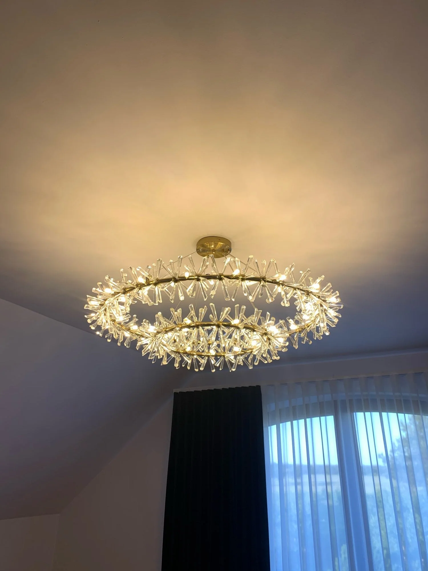2 Wheel Frozen Ice Crystal Chandelier Light For Living Room Dining Hall - Image 14