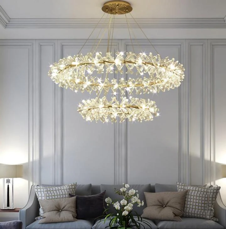 2 Wheel Frozen Ice Crystal Chandelier Light For Living Room Dining Hall - Image 15