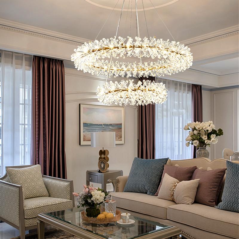 2 Wheel Frozen Ice Crystal Chandelier Light For Living Room Dining Hall - Image 21