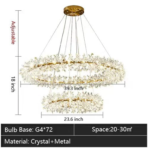 2 Wheel Frozen Ice Crystal Chandelier Light For Living Room Dining Hall - Image 27