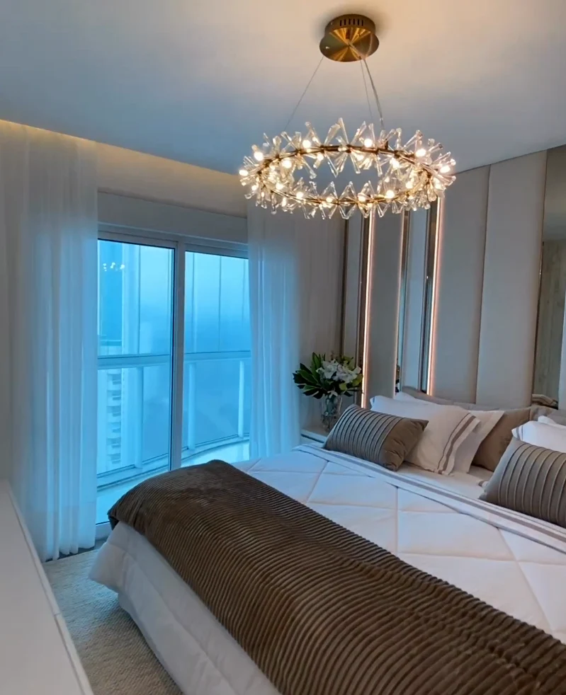 2 Wheel Frozen Ice Crystal Chandelier Light For Living Room Dining Hall - Image 3