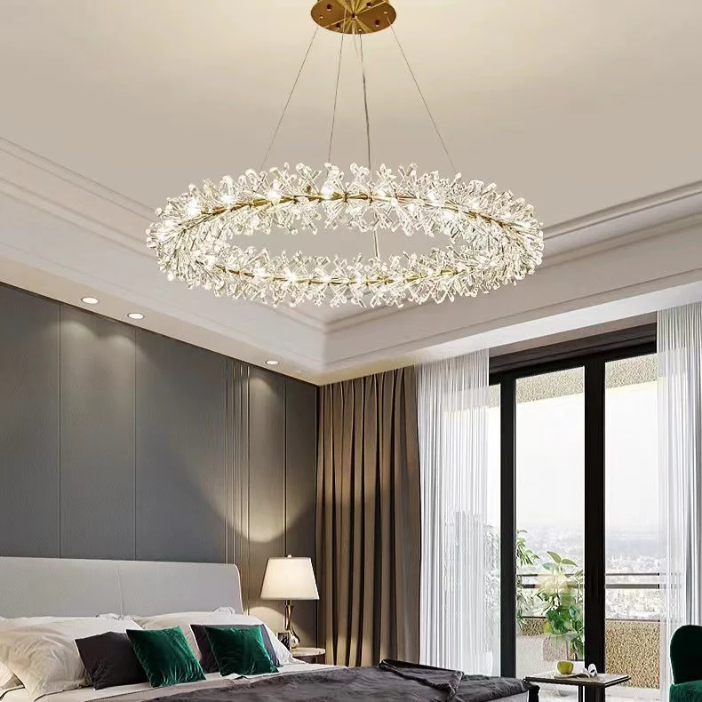 2 Wheel Frozen Ice Crystal Chandelier Light For Living Room Dining Hall - Image 8
