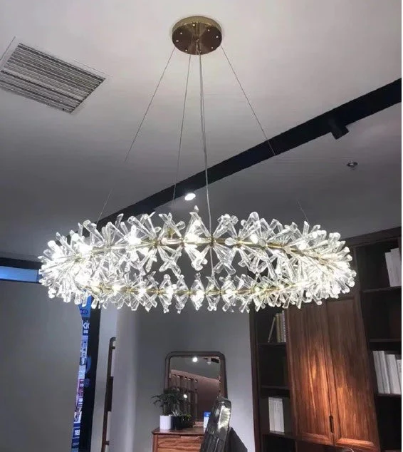 2 Wheel Frozen Ice Crystal Chandelier Light For Living Room Dining Hall - Image 9
