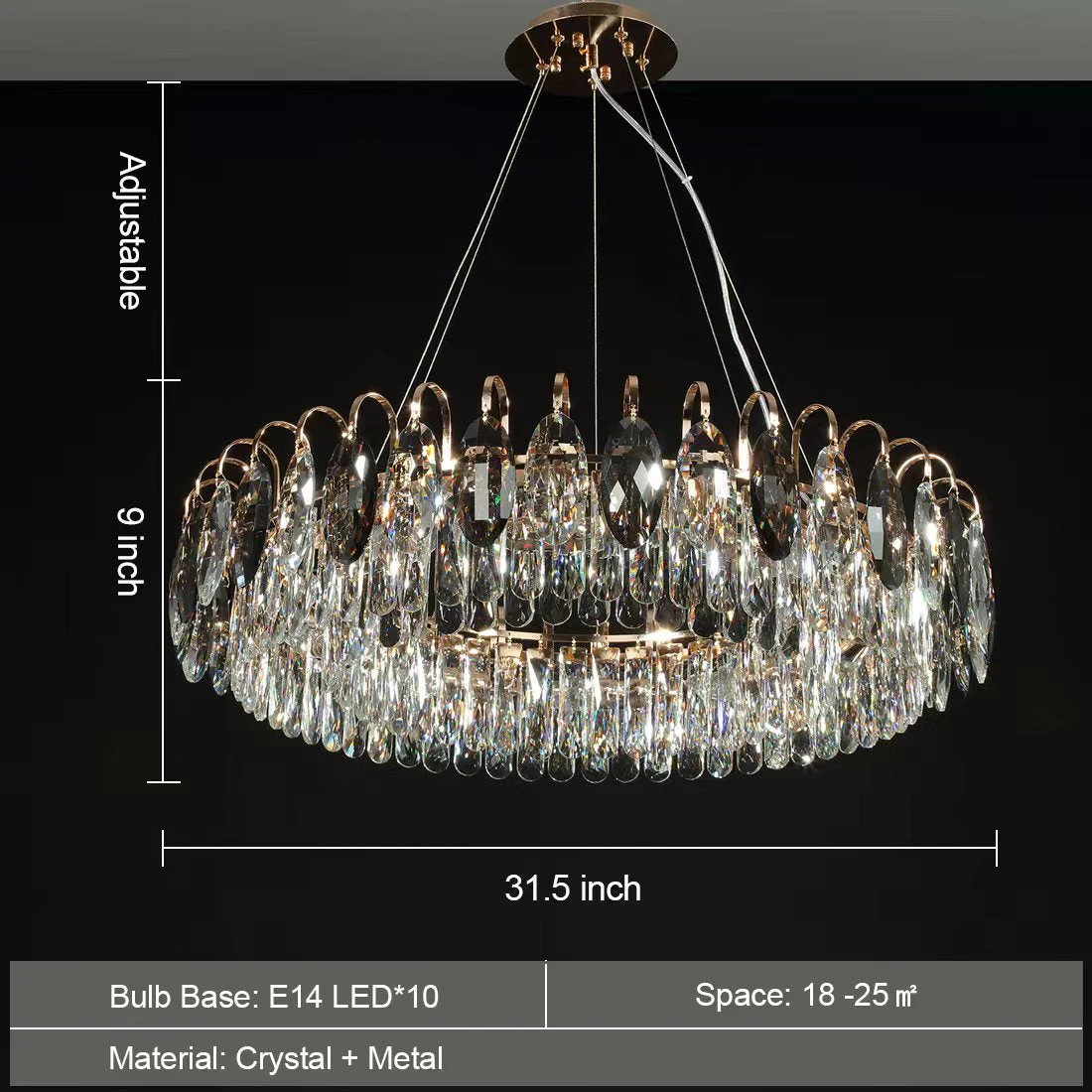 Luxurious K9 Crystal Chandelier Modern Ceiling Light Fixtures Set for Living Room/Dining Room - Image 28