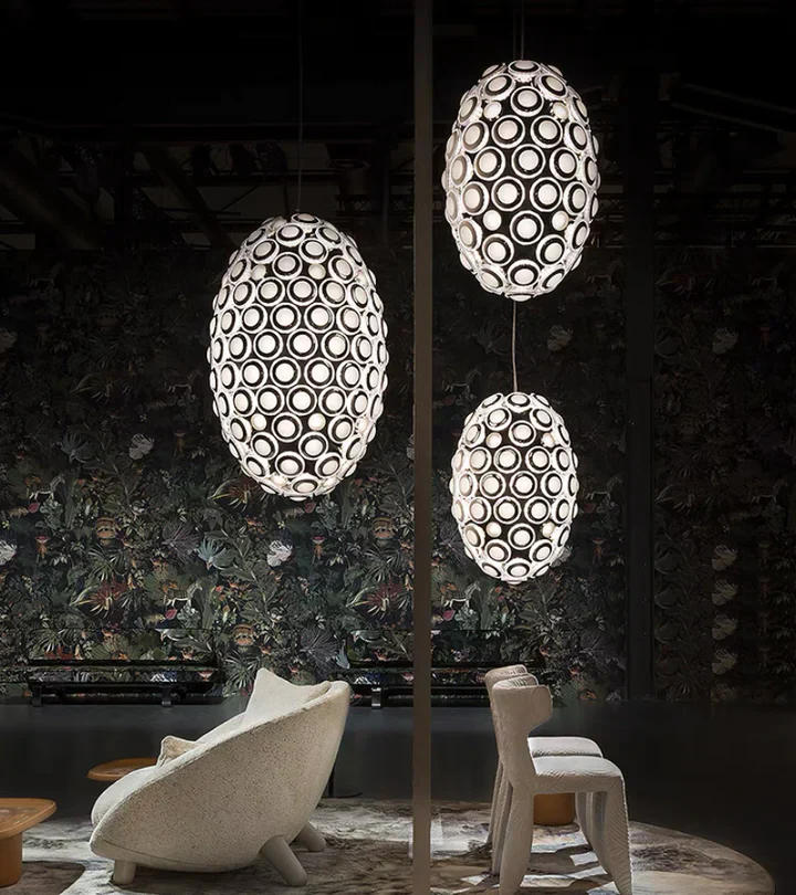 Modern Art Egg-shaped Chandelier Iconic Eyes LED Pendant Light For Dining Room/Living Room - Image 10