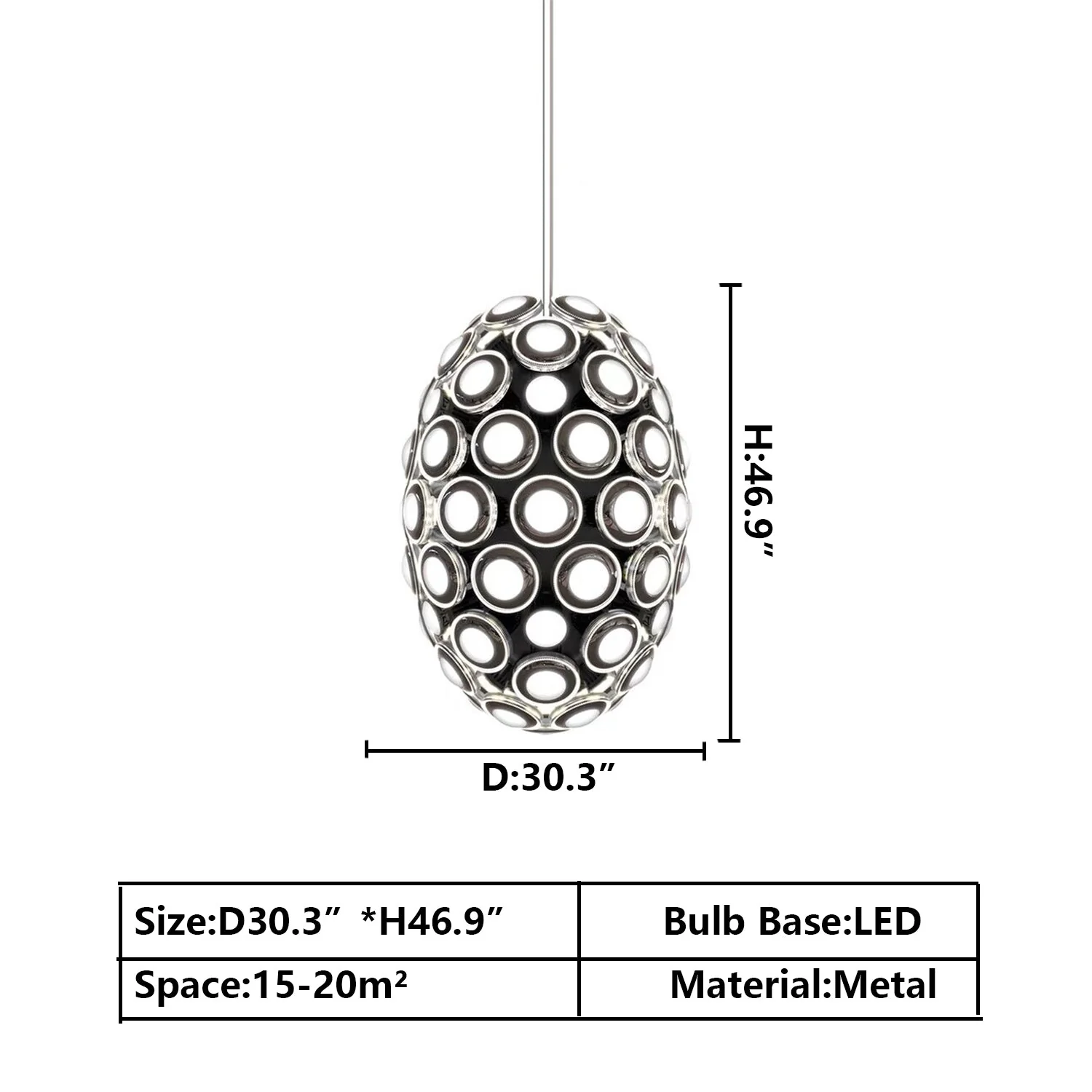 Modern Art Egg-shaped Chandelier Iconic Eyes LED Pendant Light For Dining Room/Living Room - Image 12