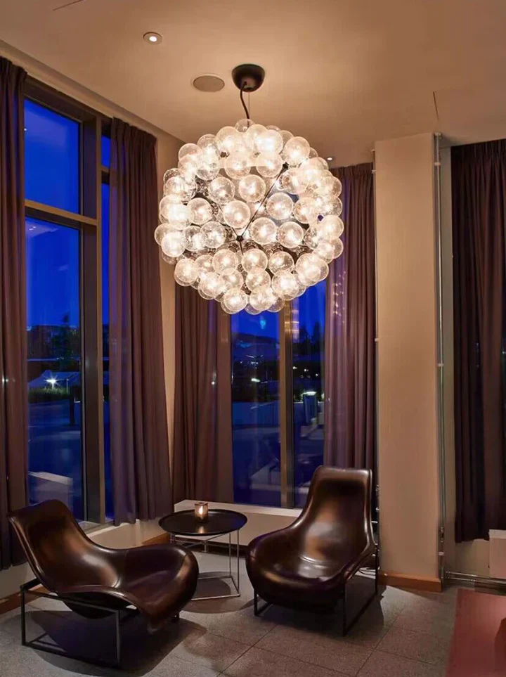 Italian Designer Creative Glass Ball Chandelier Scandinavian Dandelion Hallway/Entryway/Staircase Light Fixture - Image 5