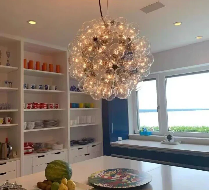 Italian Designer Creative Glass Ball Chandelier Scandinavian Dandelion Hallway/Entryway/Staircase Light Fixture - Image 6