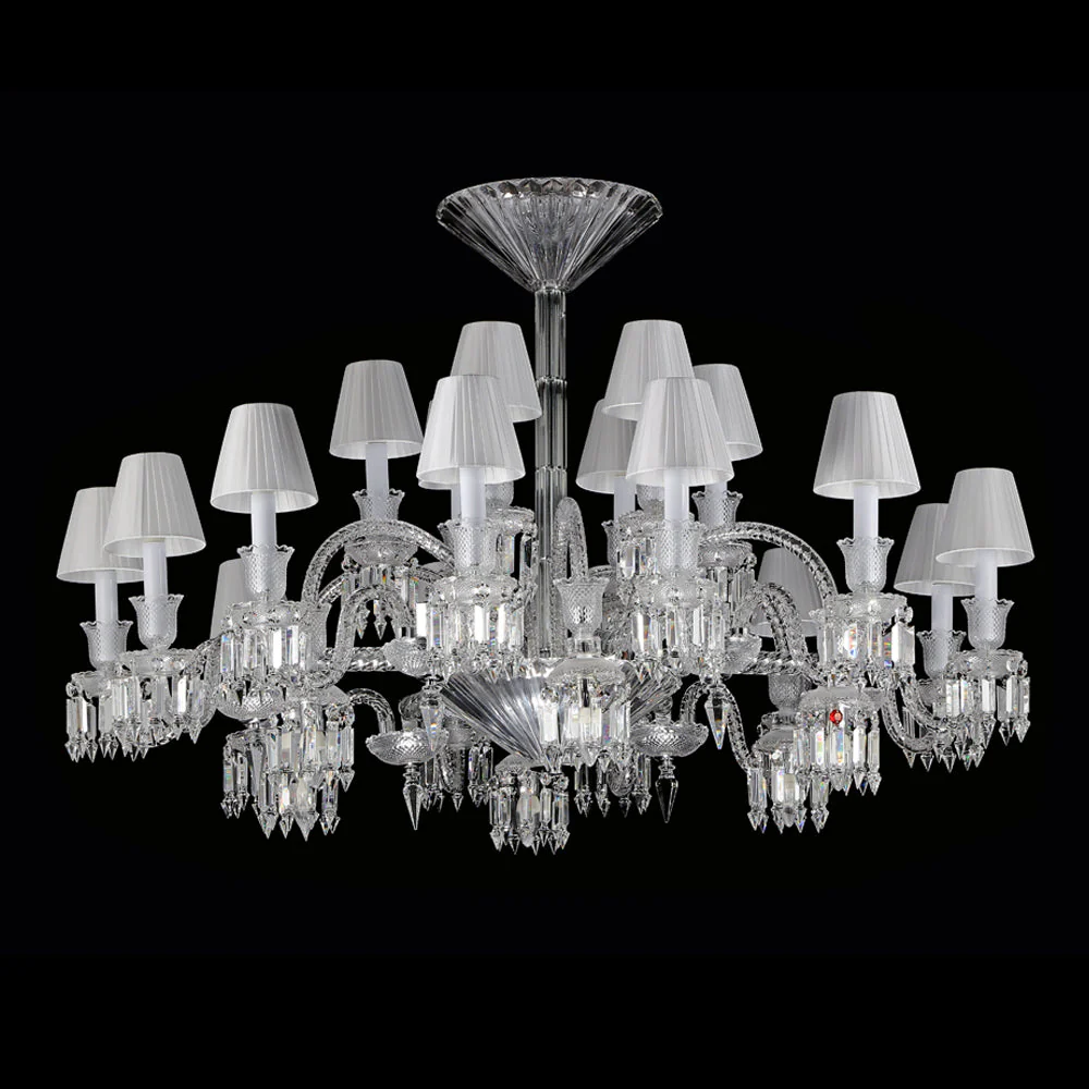24 Lights Bacara Crystal Chandelier with Lampshades - Image 2