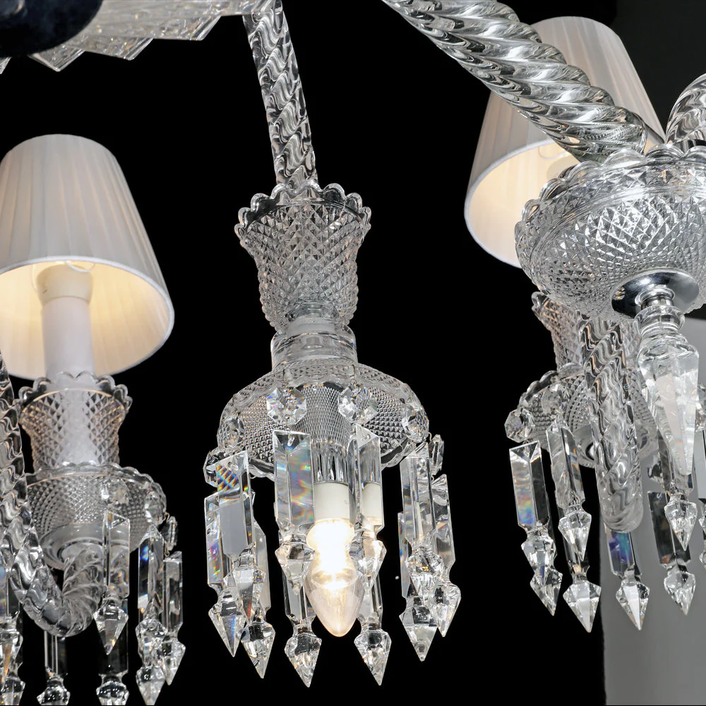 24 Lights Bacara Crystal Chandelier with Lampshades - Image 3