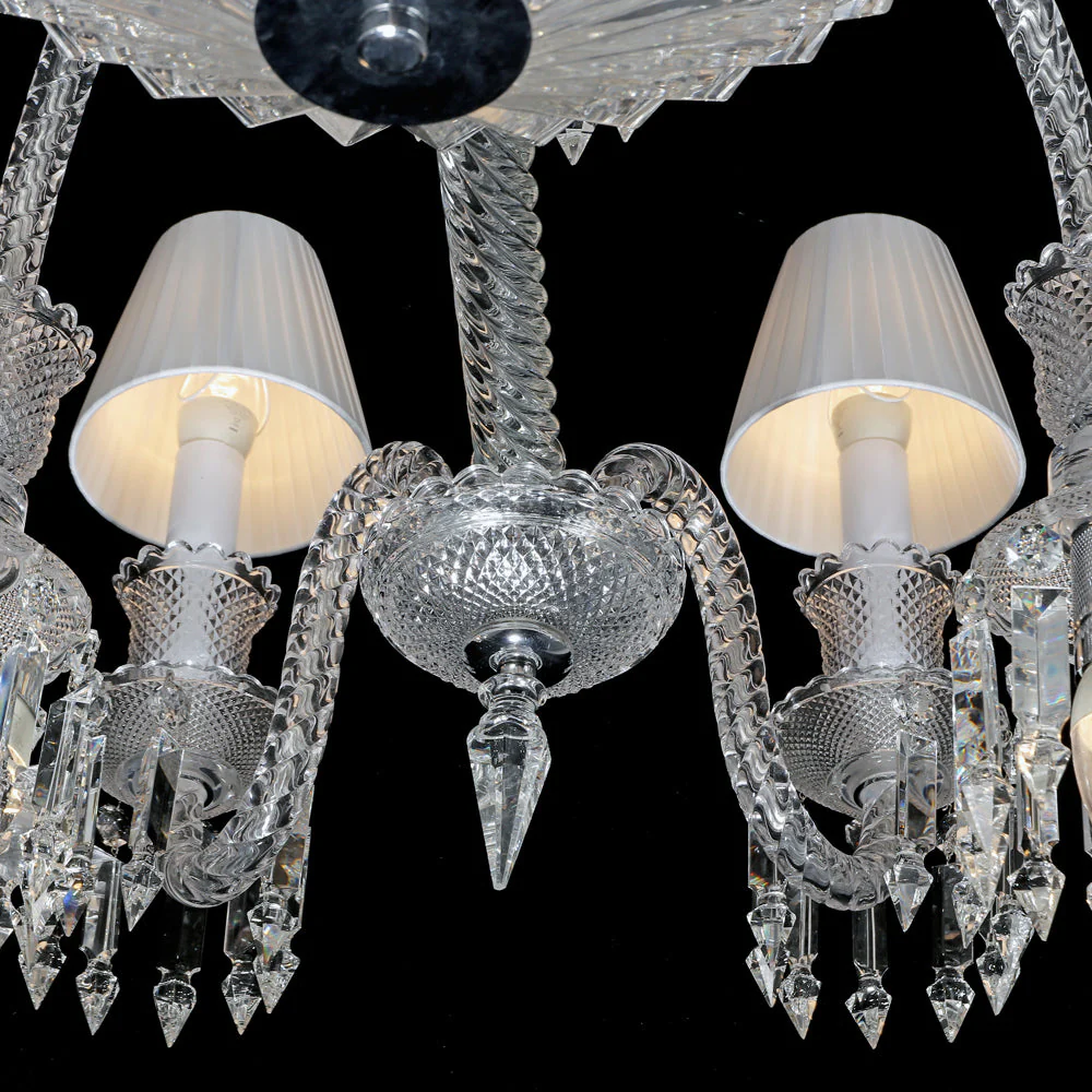 24 Lights Bacara Crystal Chandelier with Lampshades - Image 4