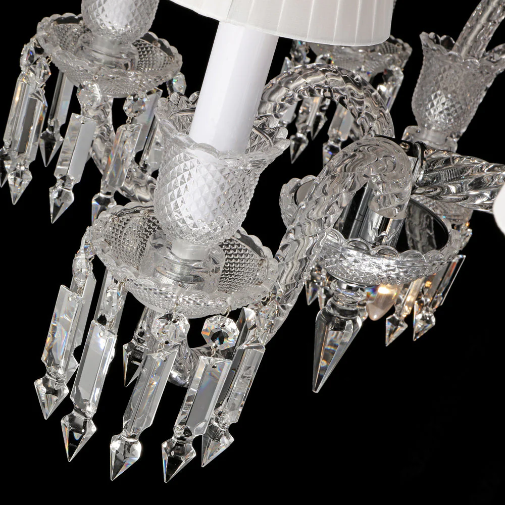 24 Lights Bacara Crystal Chandelier with Lampshades - Image 5