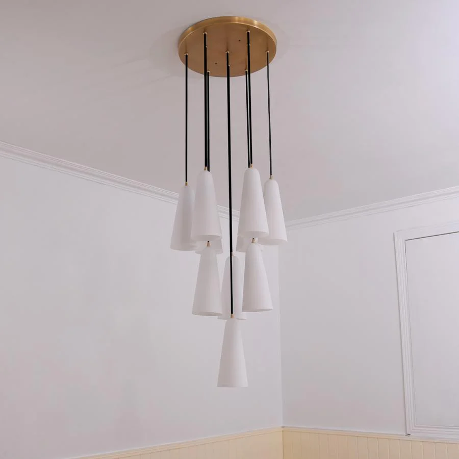 White Ceramics Round Chandelier 18" 10-light - Image 3