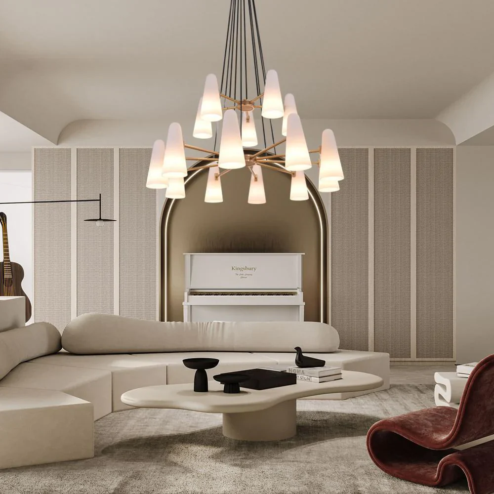 2-Tier White Porcelain Round Chandelier - Image 4