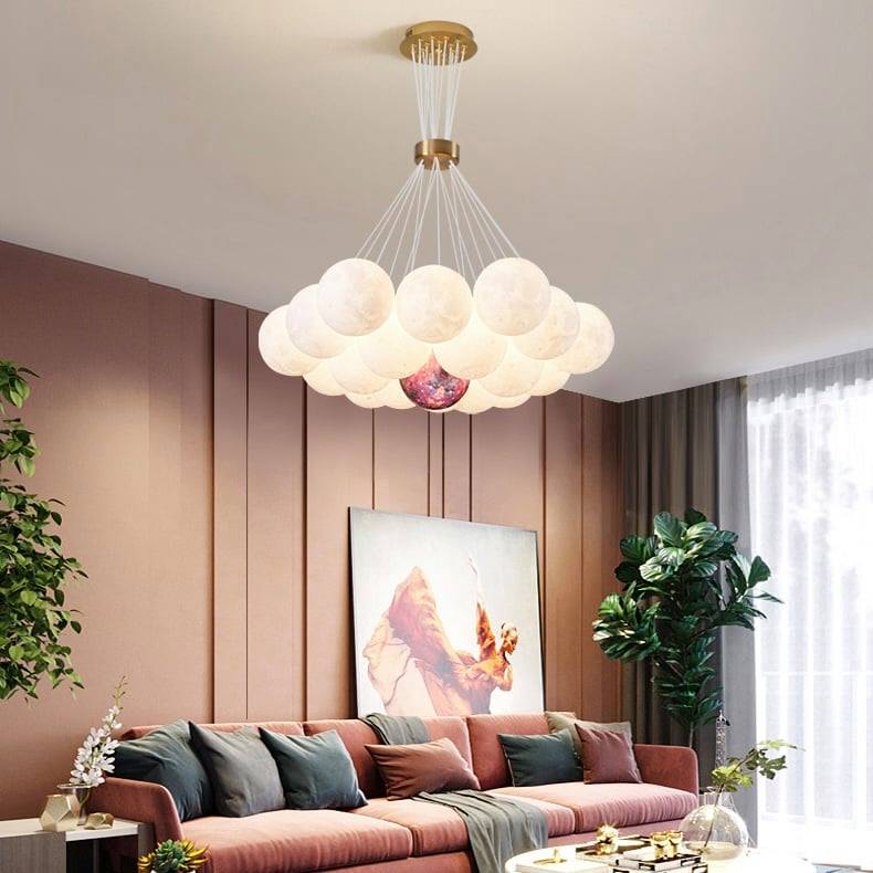 Bubble Moon Chandelier Bedroom Ceiling Light Modern Nordic Lamp - Image 2