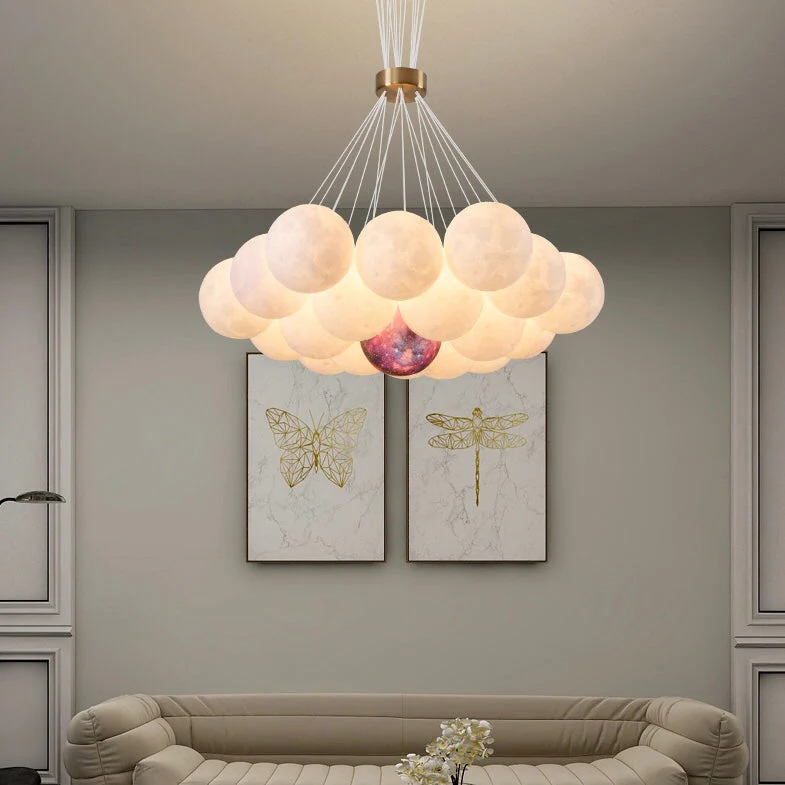 Bubble Moon Chandelier Bedroom Ceiling Light Modern Nordic Lamp - Image 3
