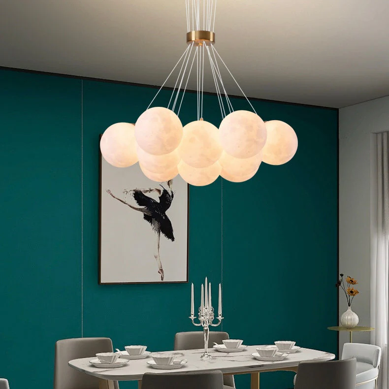 Bubble Moon Chandelier Bedroom Ceiling Light Modern Nordic Lamp - Image 4