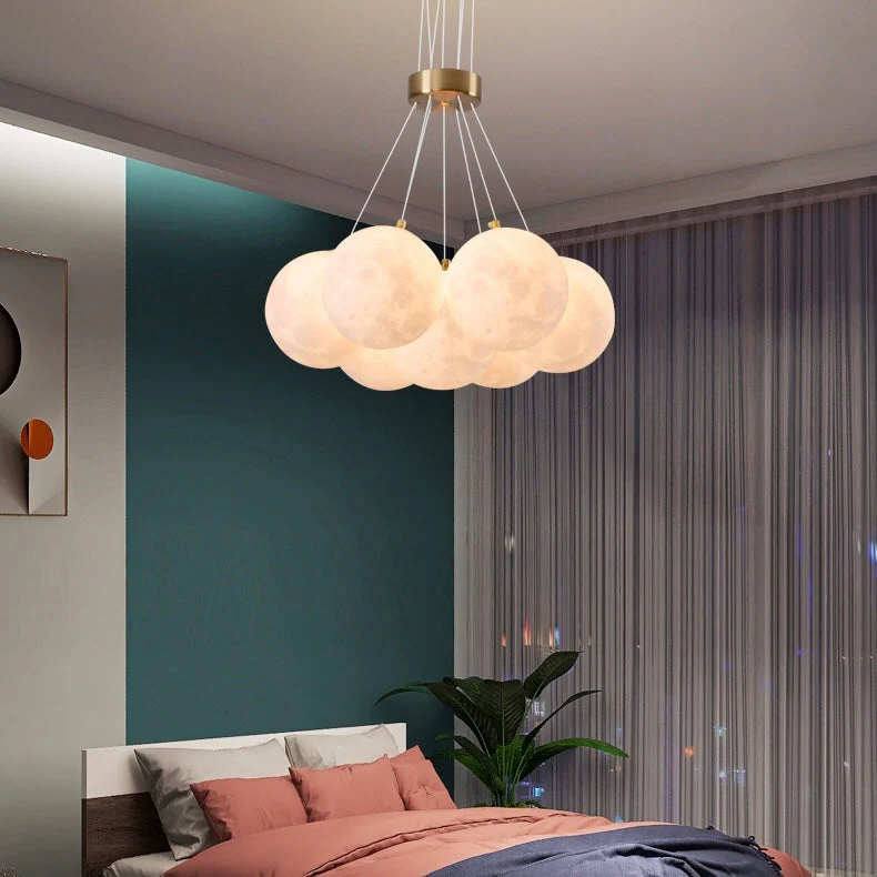 Bubble Moon Chandelier Bedroom Ceiling Light Modern Nordic Lamp - Image 5