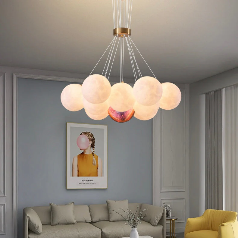 Bubble Moon Chandelier Bedroom Ceiling Light Modern Nordic Lamp - Image 7