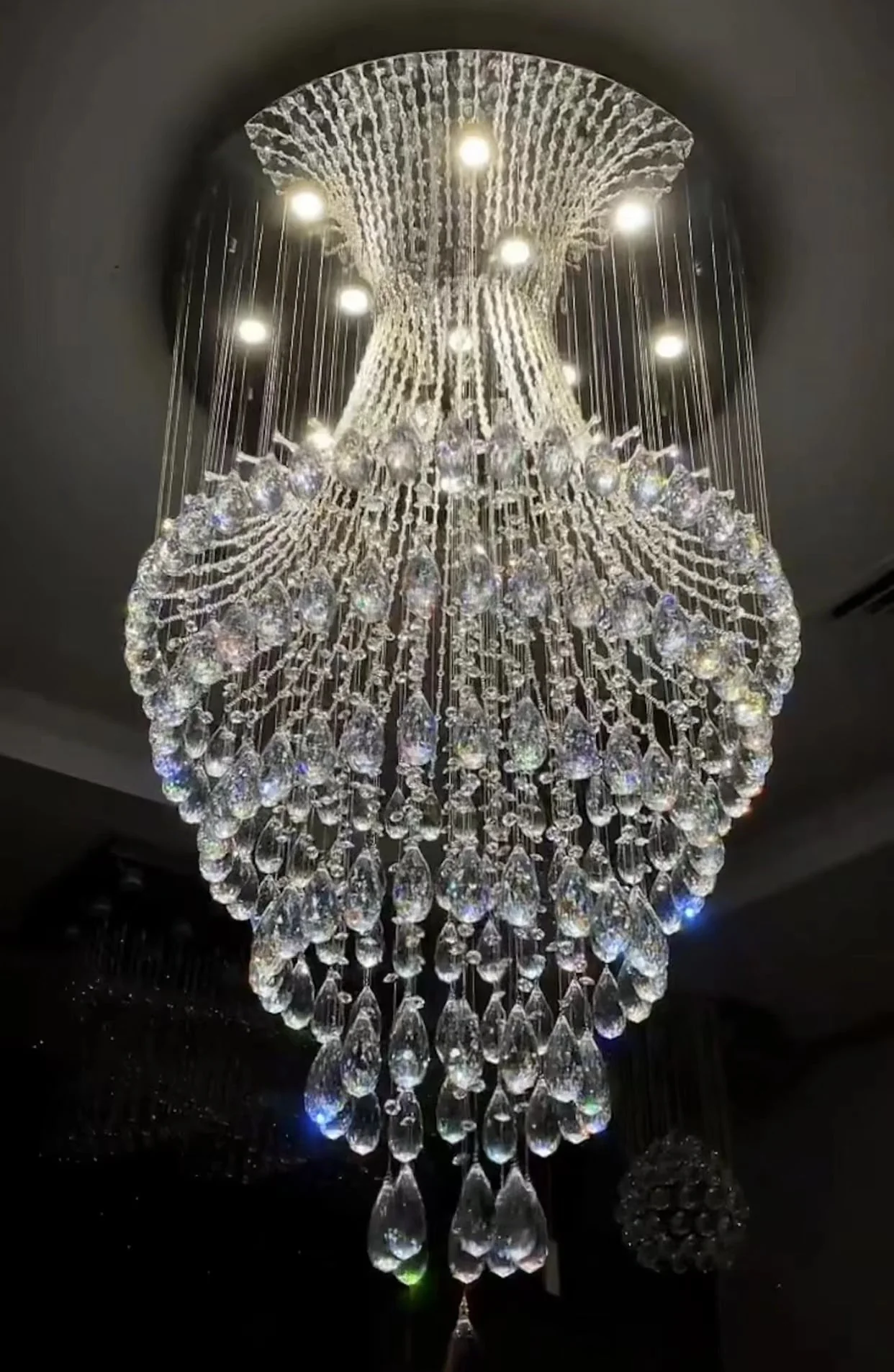 Crystal Raindrop Tiers Floating Chandelier For Foyer/Entryway/Staircase - Image 2