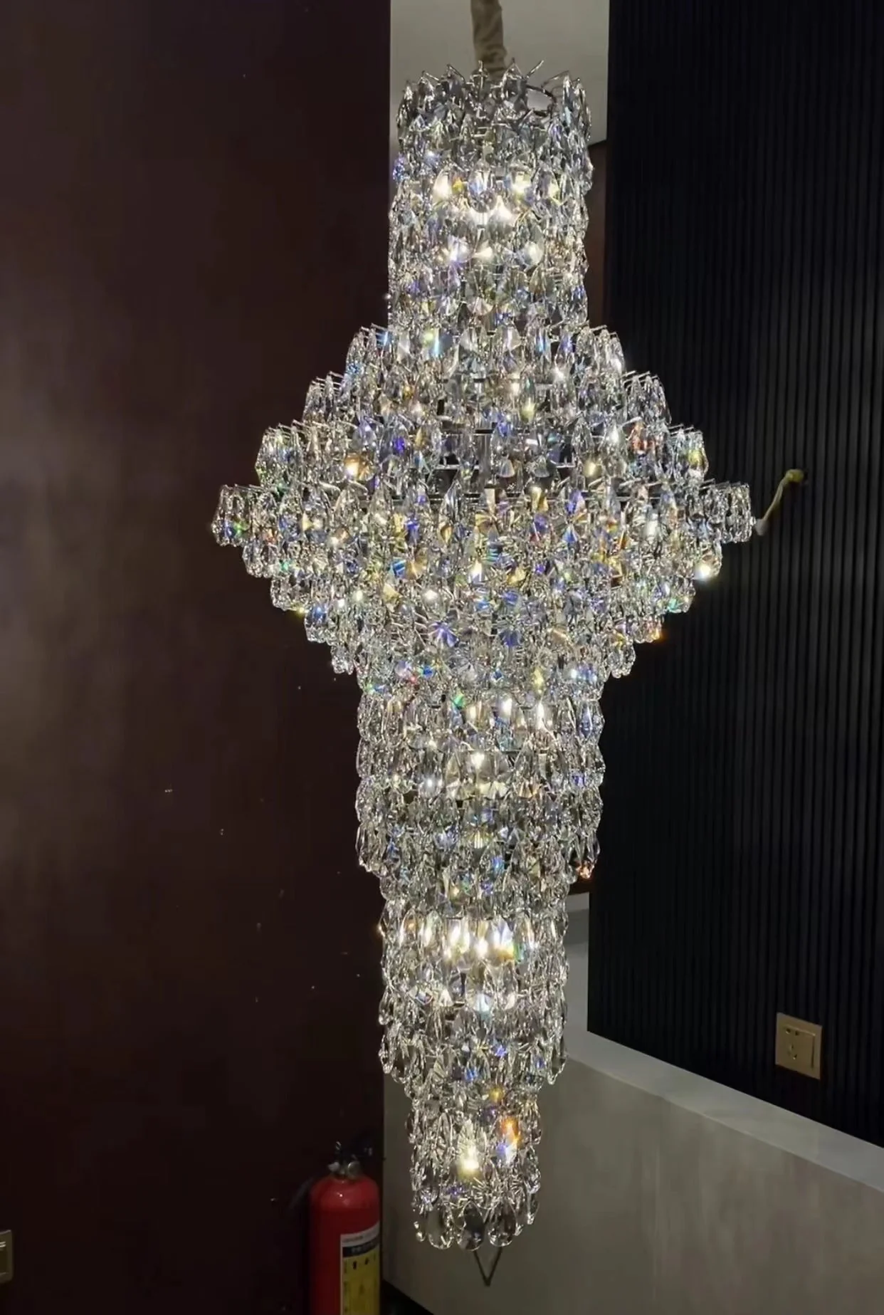 Modern Nail Shaped Crystal Chandelier For Foyer/Staircase/High-ceiling - Image 3