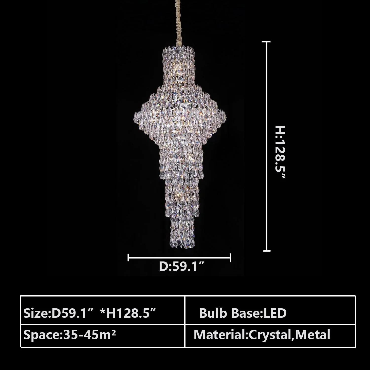 Modern Nail Shaped Crystal Chandelier For Foyer/Staircase/High-ceiling - Image 8