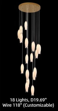 Modern White Ceramic Elegant Tulip Flower Chandelier For Foyer/Staircase - Image 10
