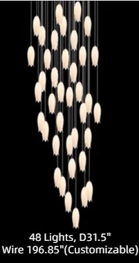 Modern White Ceramic Elegant Tulip Flower Chandelier For Foyer/Staircase - Image 13