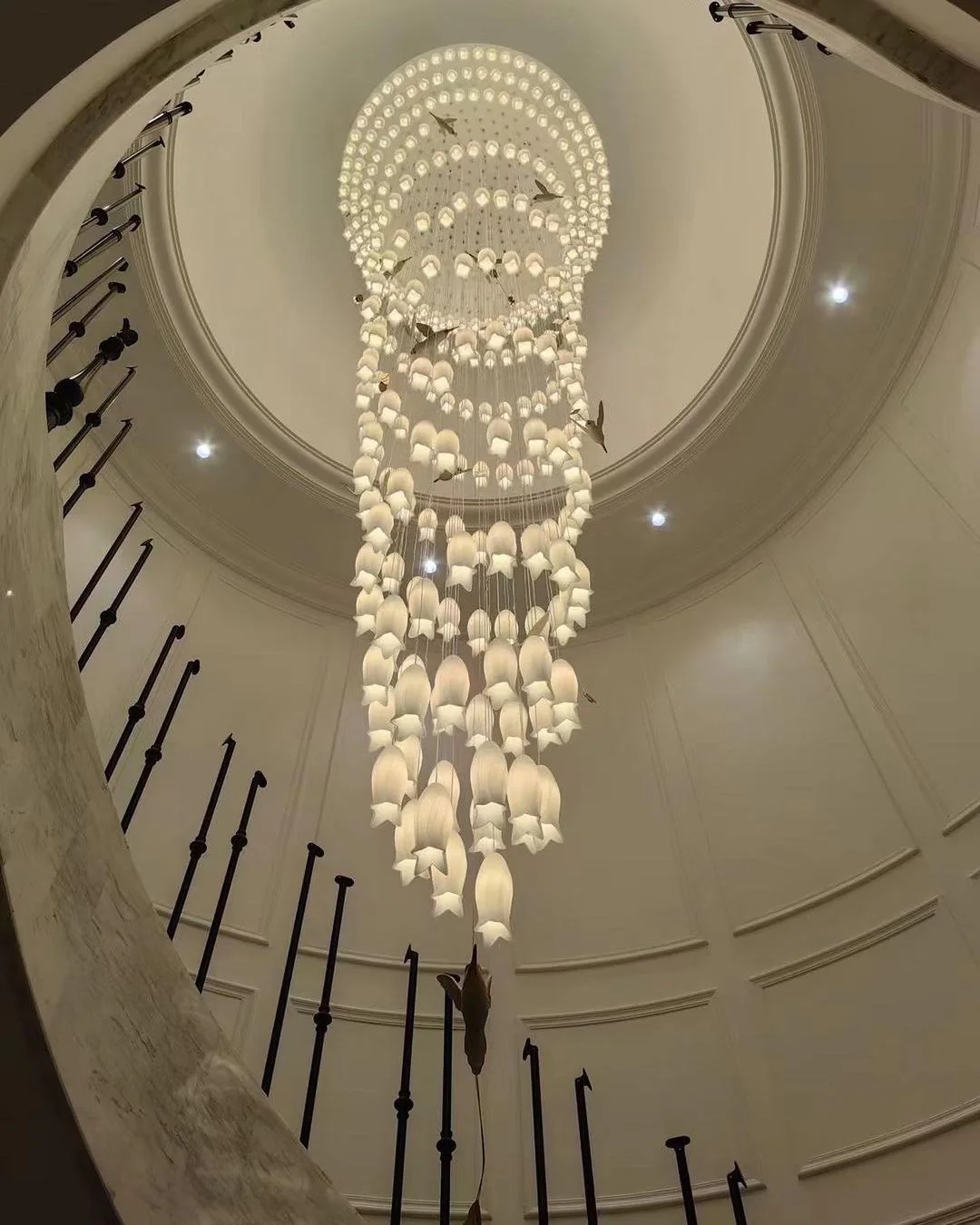 Modern White Ceramic Elegant Tulip Flower Chandelier For Foyer/Staircase - Image 5