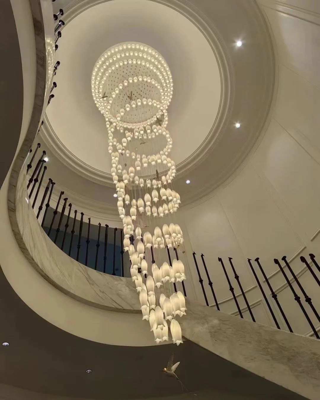 Modern White Ceramic Elegant Tulip Flower Chandelier For Foyer/Staircase - Image 7