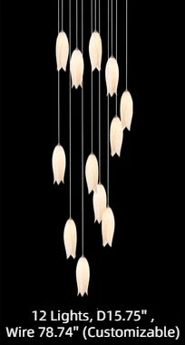 Modern White Ceramic Elegant Tulip Flower Chandelier For Foyer/Staircase - Image 9