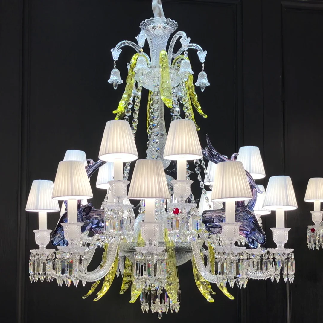 Traditional Colorful Candle Branch Blue Deer Crystal Chandelier for Living Room/Dining Room - Image 2