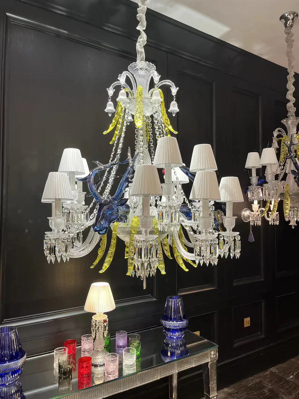 Traditional Colorful Candle Branch Blue Deer Crystal Chandelier for Living Room/Dining Room - Image 6