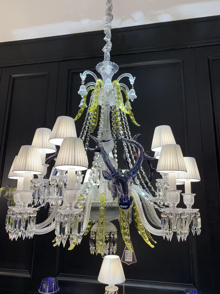 Traditional Colorful Candle Branch Blue Deer Crystal Chandelier for Living Room/Dining Room - Image 7