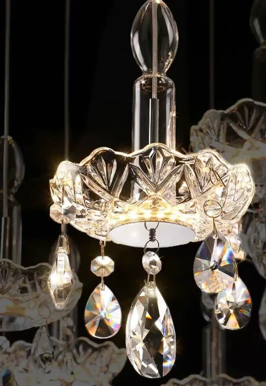 French Romantic Candle Crystal Chandelier White Modern Art Creative Pendant Light For Living Room/Dining Room/Bedroom - Image 11