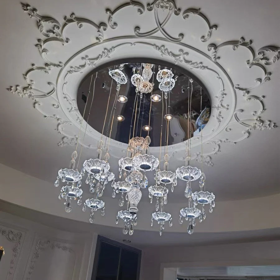 French Romantic Candle Crystal Chandelier White Modern Art Creative Pendant Light For Living Room/Dining Room/Bedroom - Image 2