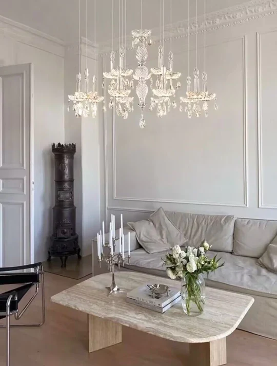 French Romantic Candle Crystal Chandelier White Modern Art Creative Pendant Light For Living Room/Dining Room/Bedroom - Image 4