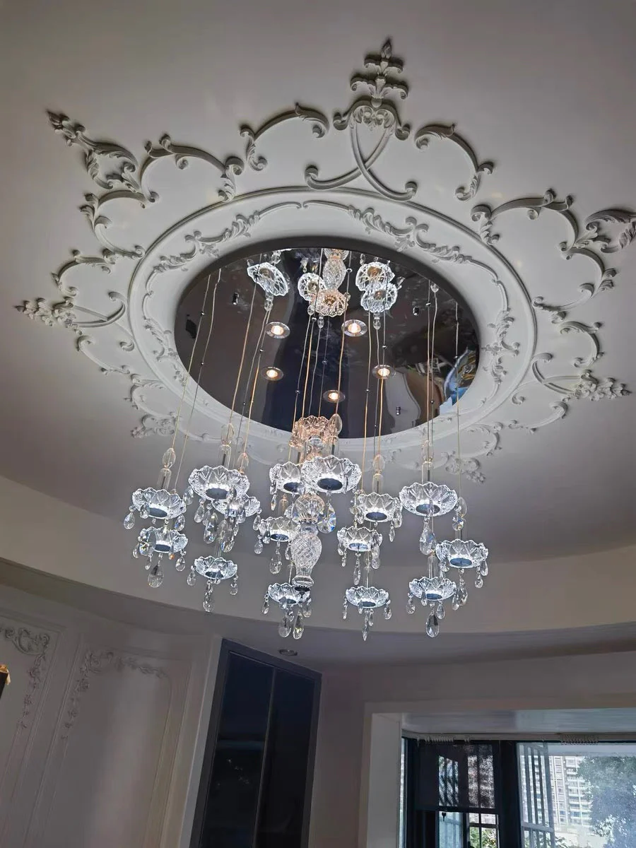 French Romantic Candle Crystal Chandelier White Modern Art Creative Pendant Light For Living Room/Dining Room/Bedroom - Image 5