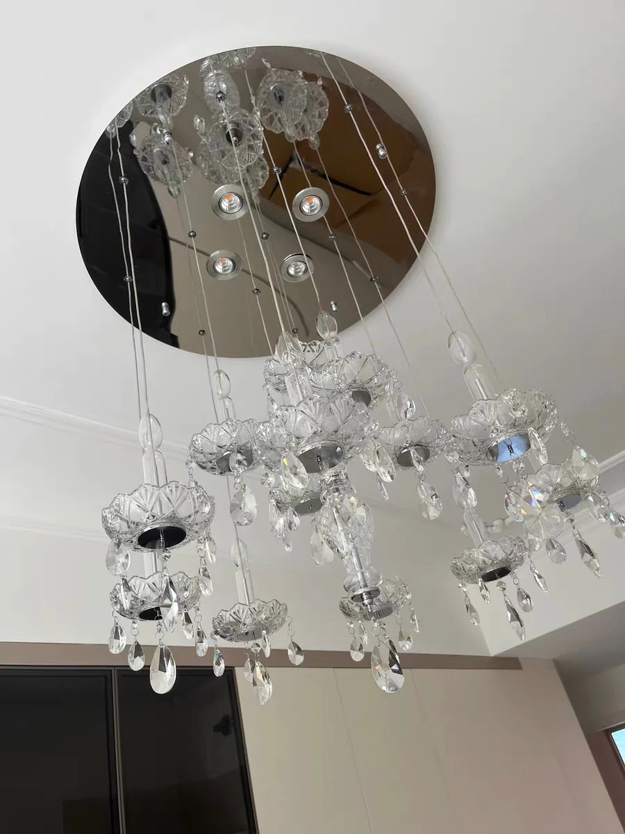 French Romantic Candle Crystal Chandelier White Modern Art Creative Pendant Light For Living Room/Dining Room/Bedroom - Image 6