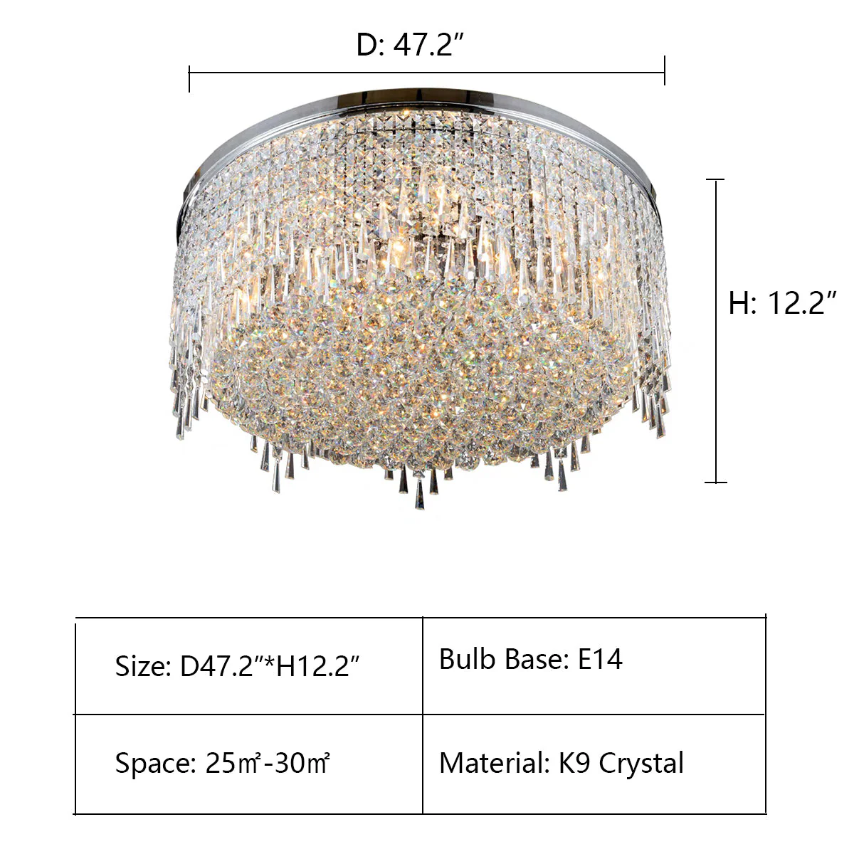 Minimalist Light Luxury Flush Mount Round Crystal Chandelier - Image 13