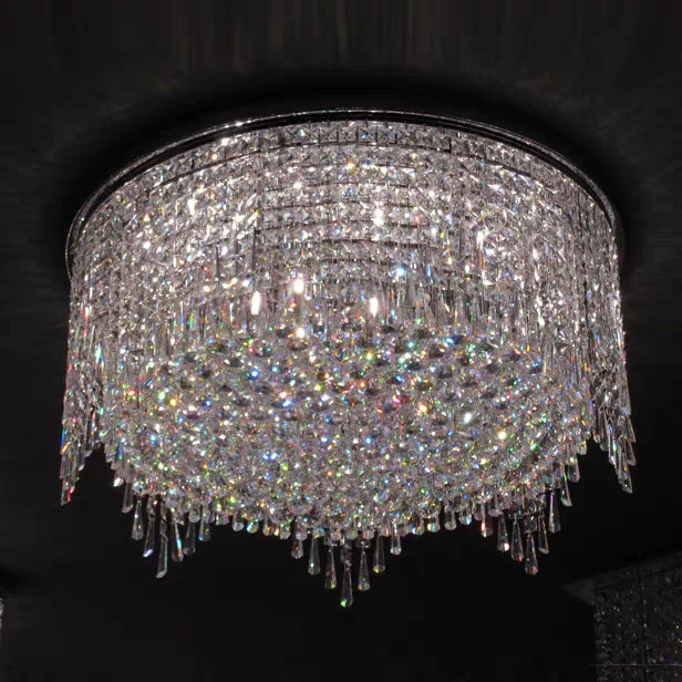 Minimalist Light Luxury Flush Mount Round Crystal Chandelier - Image 5