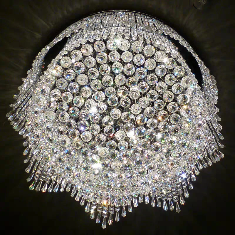 Minimalist Light Luxury Flush Mount Round Crystal Chandelier - Image 6