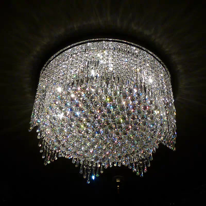 Minimalist Light Luxury Flush Mount Round Crystal Chandelier - Image 7