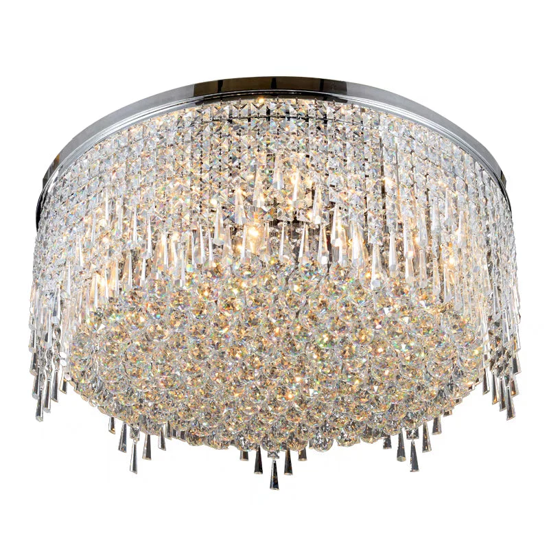 Minimalist Light Luxury Flush Mount Round Crystal Chandelier - Image 9