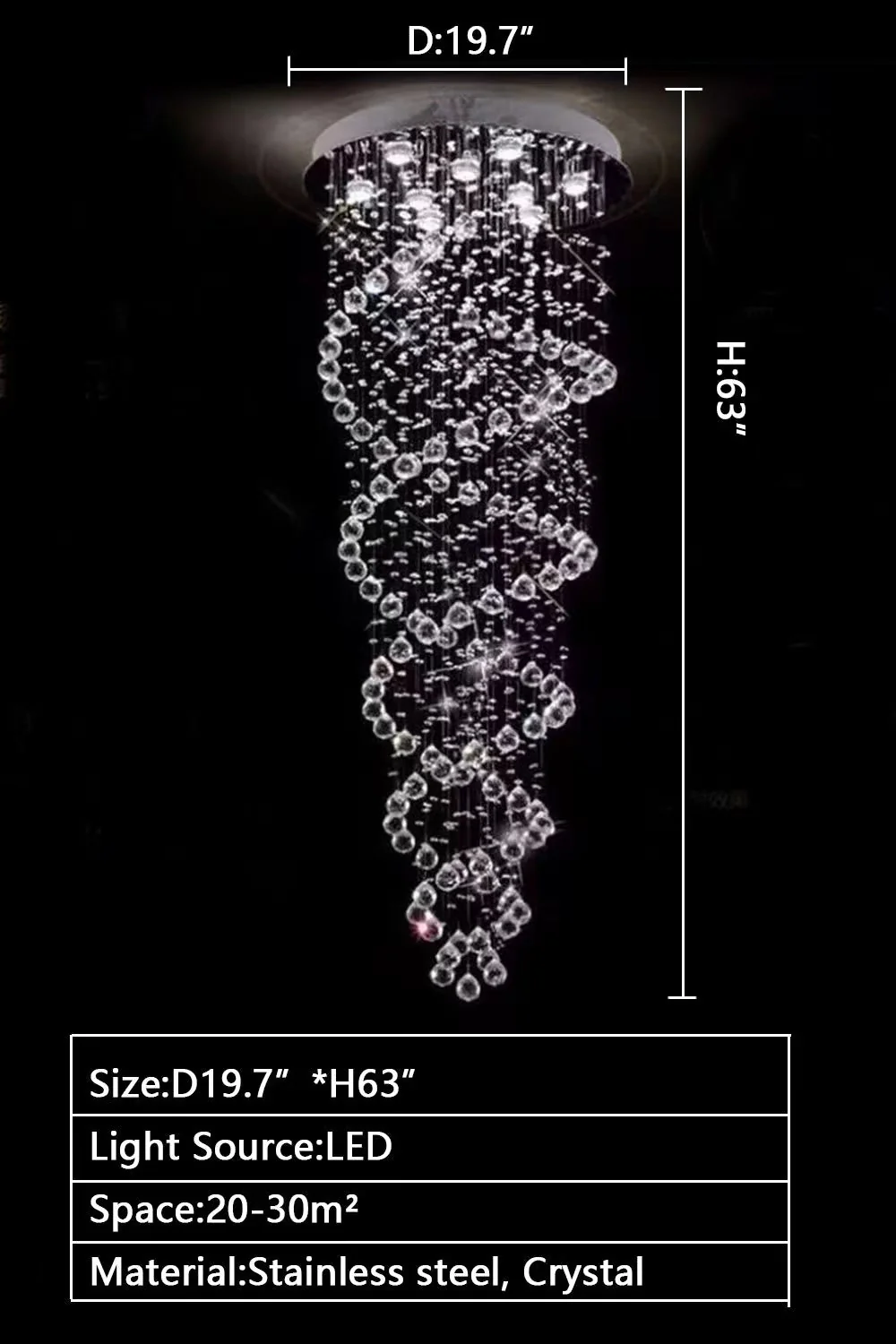 New Trend Spiral Crystal Chandelier For Staircase - Image 10