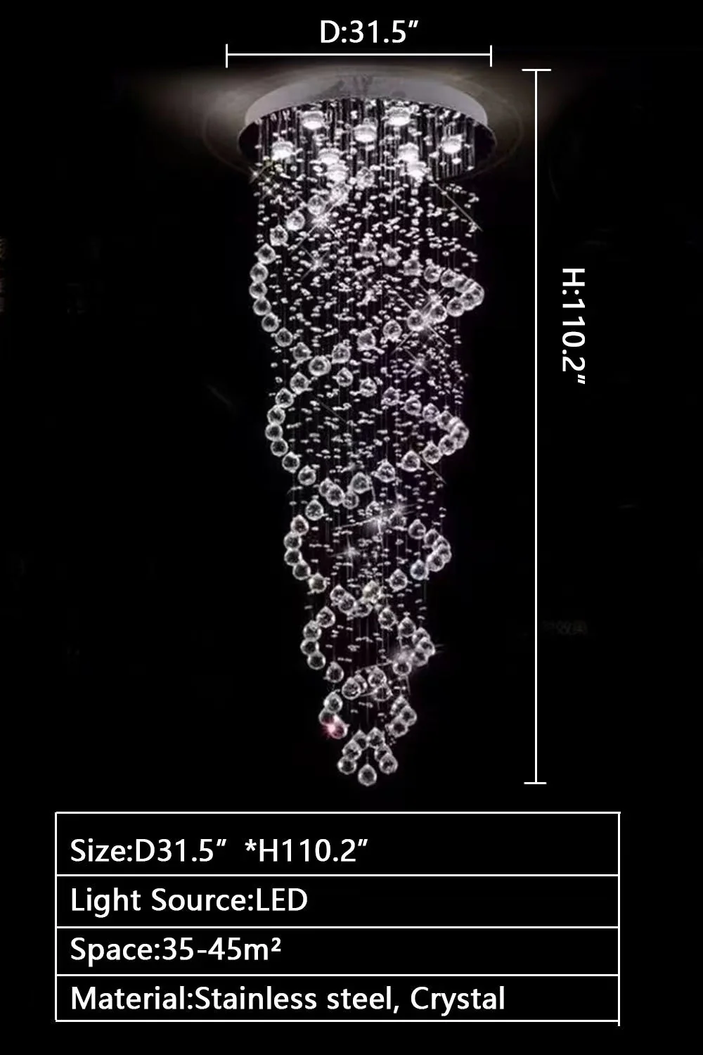 New Trend Spiral Crystal Chandelier For Staircase - Image 13
