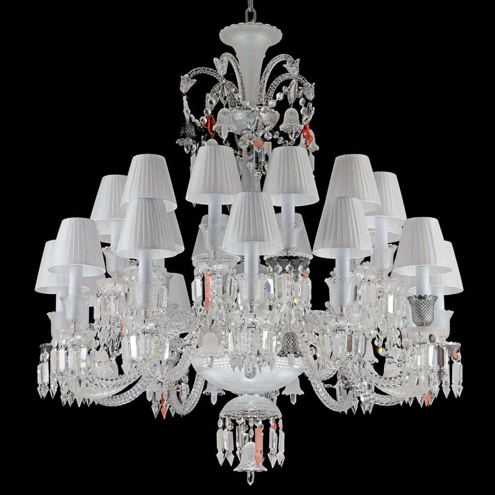 24 Lights Bacara Crystal Chandelier with Lampshades - Image 2
