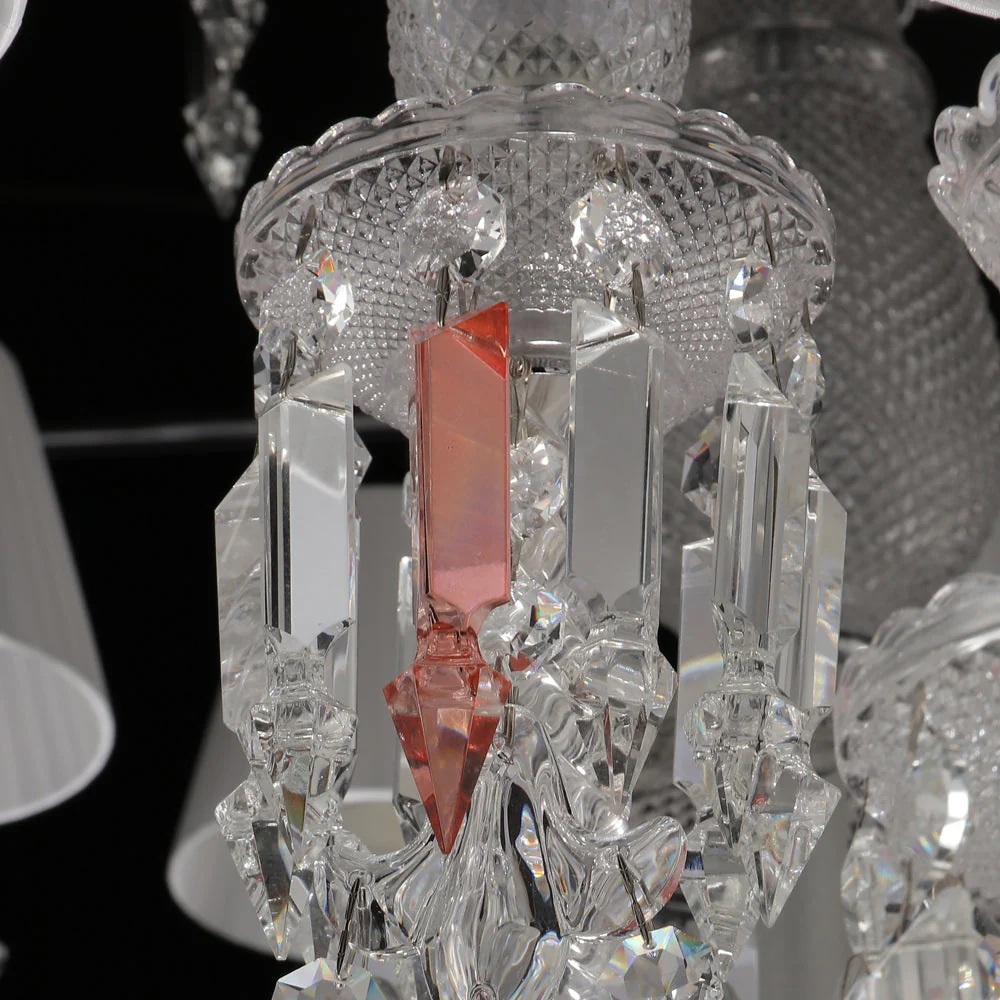 24 Lights Bacara Crystal Chandelier with Lampshades - Image 3