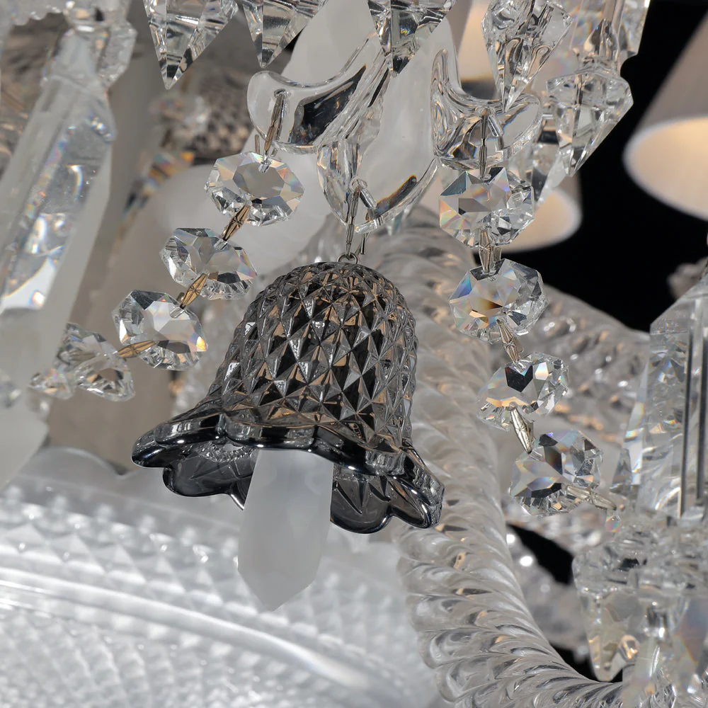 24 Lights Bacara Crystal Chandelier with Lampshades - Image 4